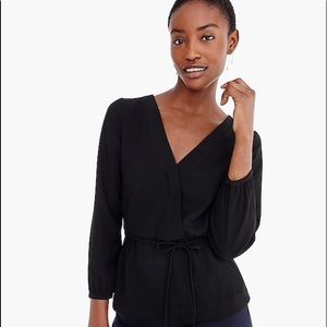 J.Crew Drapey Crepe Faux-Wrap Top